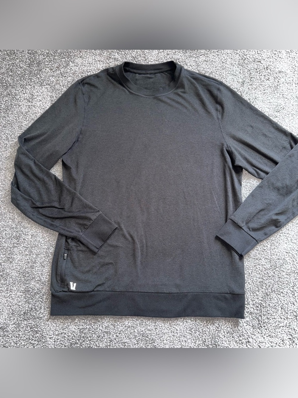 Vuori Men's Ponto Performance Crew Neck Sweater In Black Heathered Size XL